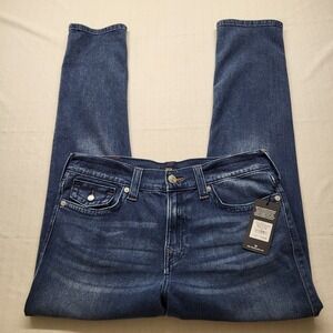 New True Religion Jeans Mens 34/32 Rocco Relaxed Skinny Flap Stretch Blue Faded
